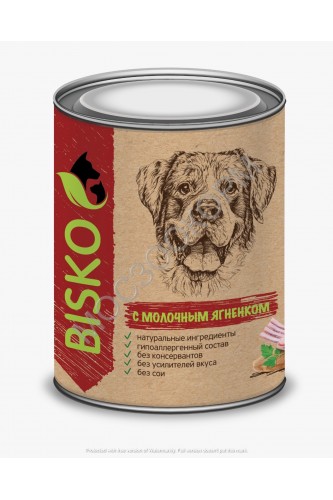 Консервы для собак BISKO с молочным ягненком 750 гр