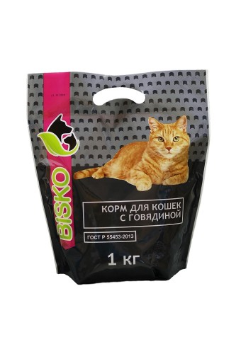 BISKO для взрослых кошек с говядиной 1 кг