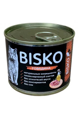 Консервы для кошек BISKO с говядиной, 200 г