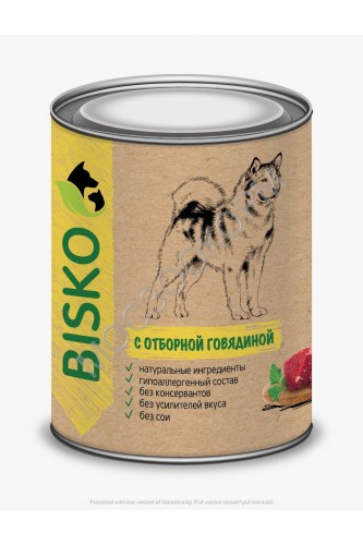 Консервы для собак BISKO с отборной говядиной 750 гр